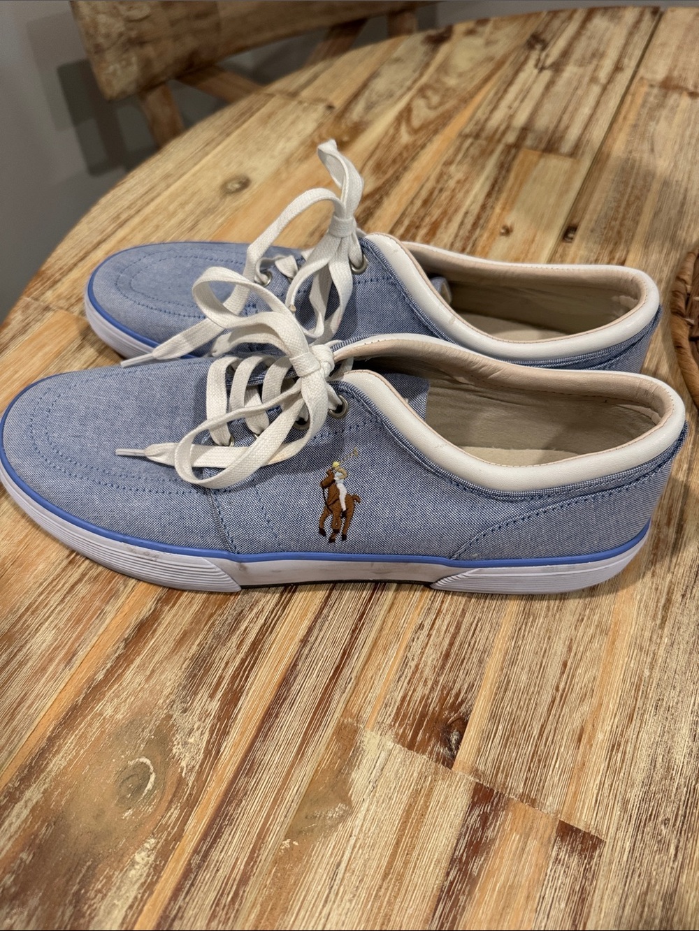 Polo by Ralph Lauren Men's Light Blue Canvas Low-Top Sneakers nwot size 10.5